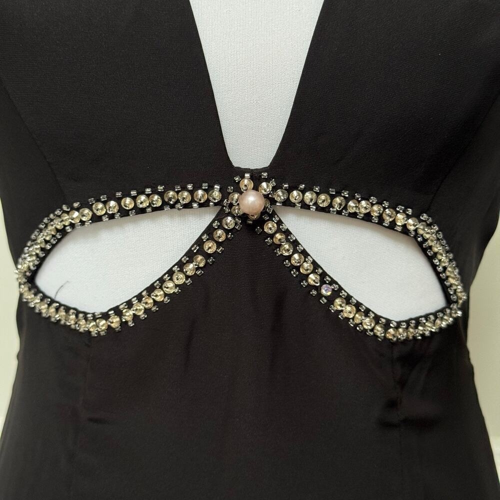 Ieena for Mac Duggal Black Rhinestone Bow Cutout Column Gown Women’s Size 2 - Picture 9 of 16